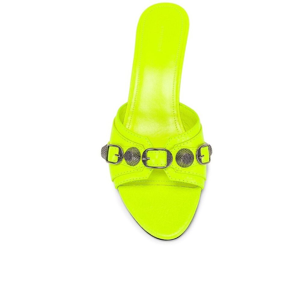 BALENCIAGA Cagole Mules in Fluo Yellow & Palladium 37 with box Womens low Heels - Picture 3 of 16